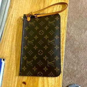 Brown and tan Louis Vuitton wristlet